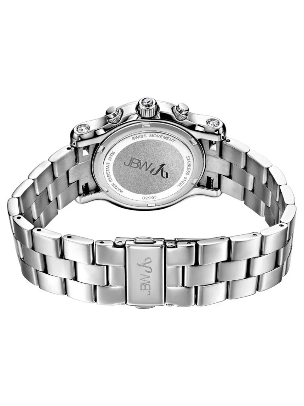 NWT JBW Laurel Silver Multi-Function Diamond Dial Steel Bracelet Ladies Watch